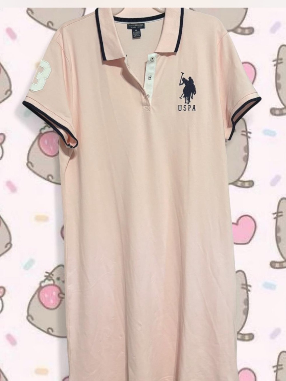 U.S. Polo Assn Light Pink Polo with Navy Embroidered Logo Sz Xl NEW